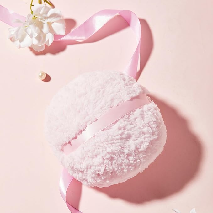 COSHINE Jumbo Body Powder Puff, 6 INCH (15cm) Extra Large Dust Powder Puff Applicator For Loose Mineral Powder Body Powder Shimmer Powder (PINK)