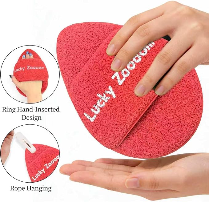 Large Face Sponges for Cleansing with Storage Clips Red Cleansing Puff,5.9 in x 4.3 in,Reusable Hydrophilic Polyurethane Facial Sponges for Face Wash, Reusable Makeup Remover Exfoliating Pads