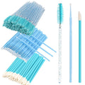 300 PCS Eyelash Extension Supplies Kit, Disposable Micro Swab Brush, Eyebrow Spoolie, Lip Brush, Mascara Wand Applicator (Light blue kits)