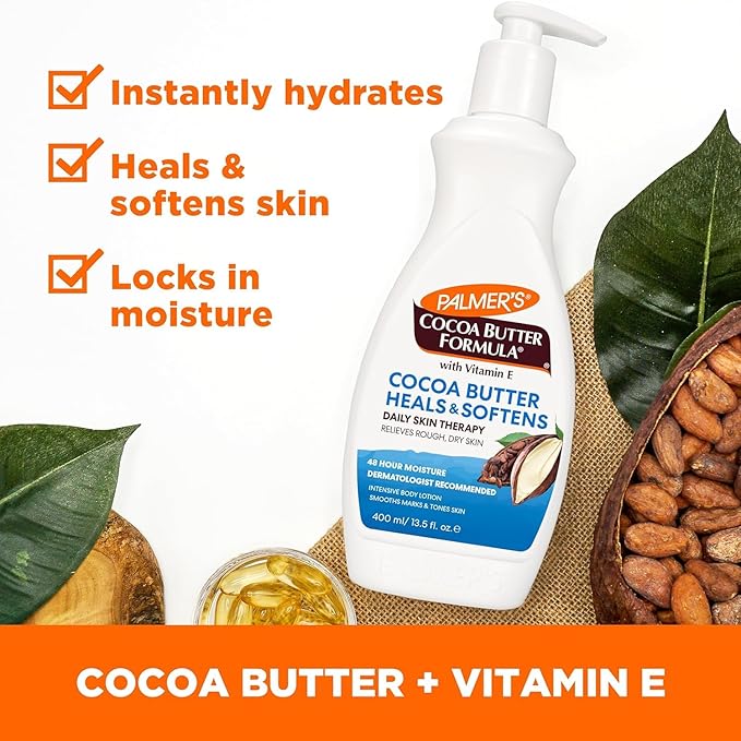 Palmer's Cocoa Butter Formula Daily Skin Therapy Cocoa Butter Body Lotion for Dry Skin, Hand & Body Conditioner, Pump Bottle,13.5 Oz (Pack of 3)