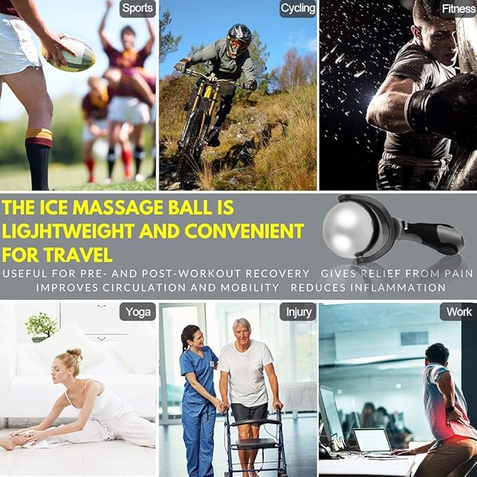 iECO Cold Massage Roller Ball - Ice Roller Ball for Muscles Deep Tissue, Cold & Heat Therapy, Plantar Fasciitis Roller