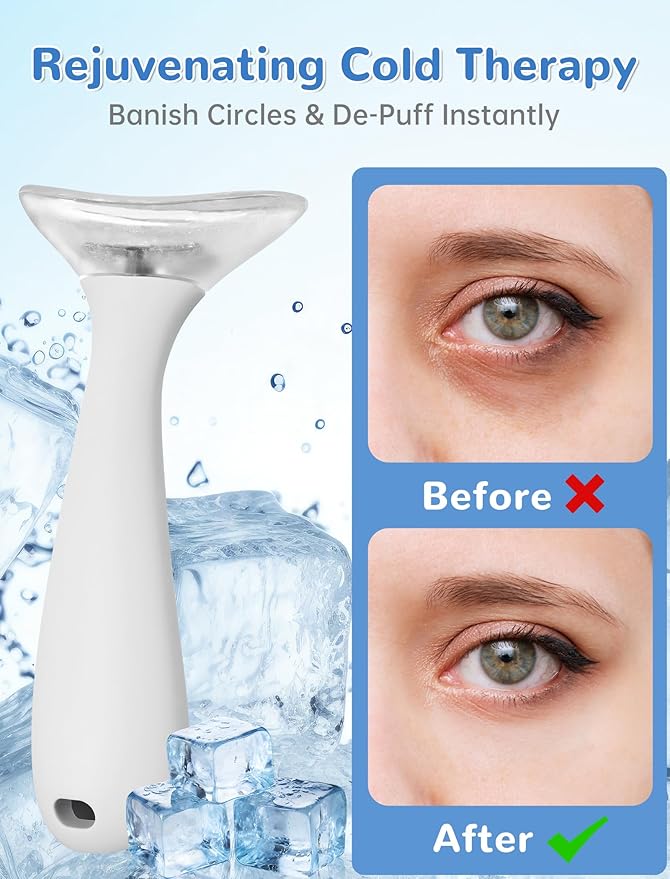 NiHome White Silicone Facial Ice Mold Tool, Reusable Cooling Face and Body Stick for Puffiness Relief, Pore Tightening, Sun-Exposed Skin Soothing, Headache Refreshing Care, Portable with Handle