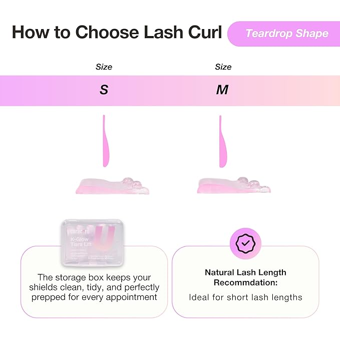 Curacoro Lash Lift Shields, 4 Pcs/2 Sizes Korean Lash Lift Pads Self Adhesive, Lash Lifting Shields for Eyelash Stretching and Curling, Reusable Silicone Lash Rods For Eyelash Perm Lamination