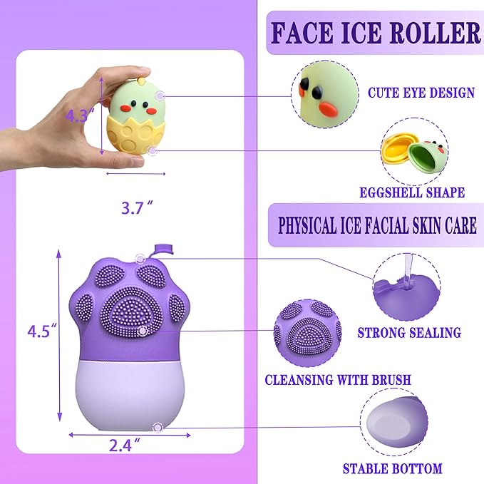 Ice Roller for Face Facial Beauty Mini Ice Roller for Eyes,Neck,Sunburn Puffiness Relief Reusable Silicone Face Ice Holder
