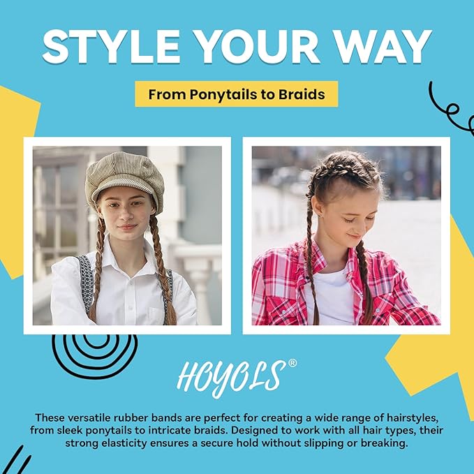 Hoyols Strong Hair Elastic Rubber Bands Ponytail Polyband No Damage Ties for Hair Women Girl Reusable 1000 Piece Pack (Brown) TPR