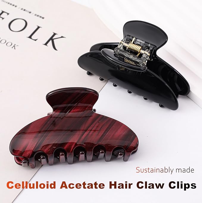 2 Pcs Small Medium Hair Claw Clips for Women Acetate Claw Hair Clips for Thin Fine Thick Hair