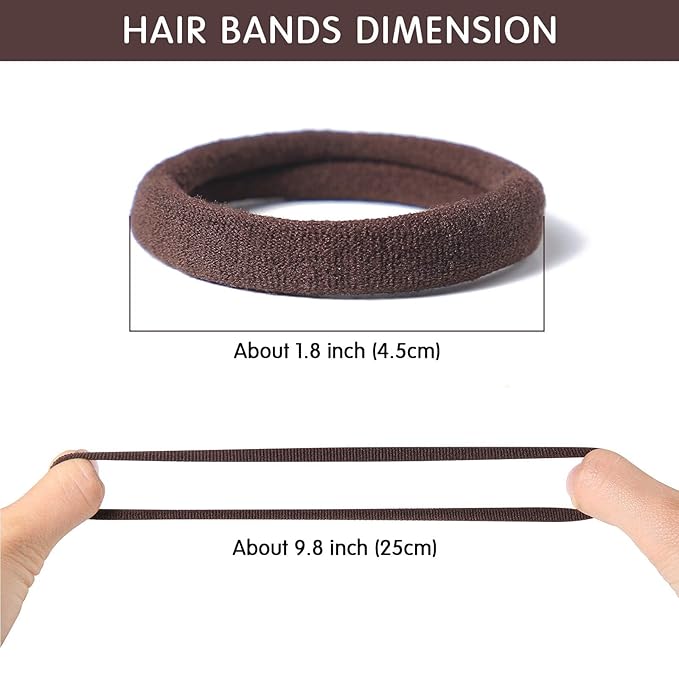 Bessrung 100 Pcs Thick Seamless Brown Hair Ties, Ponytail Holders Hair Accessories for Women Girls No Damage for Thick Hair Daily Use(Natural Colors)