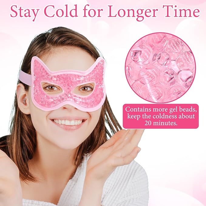 Cooling Eye Mask Gel Bead Eye Packs Hot Cold Compress Reusable Face Mask for Dry Puffy Eyes Puffiness Dark Circles Headaches Sleeping Stress Relief Skin Care Men Women