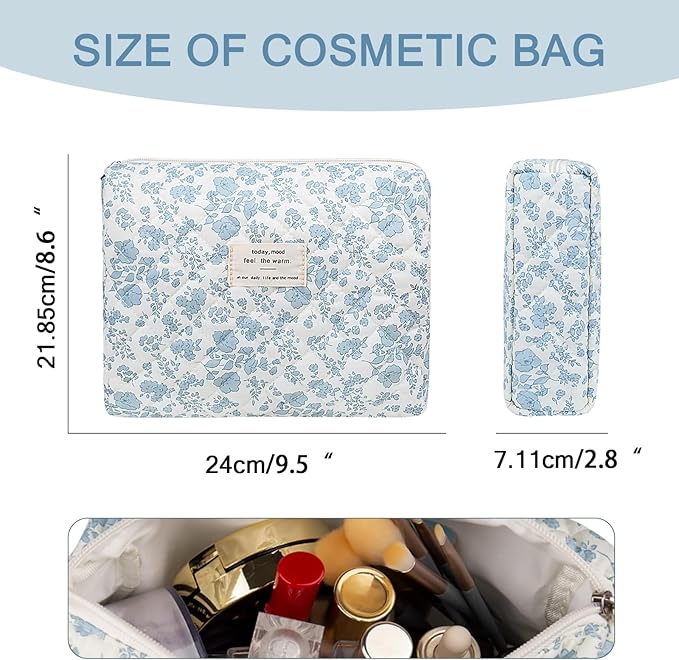 Makeup Bag Set, Cute Cosmetic Bag for Women Girls, Floral Coquette Aesthetic Toiletry Bag, Travel Make Up Organizer Bag (BDLH)