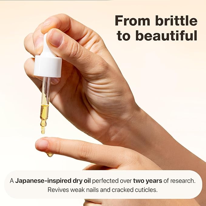 Onsen Secret Nail & Cuticle Repair Oil (35ml) - Dry Oil Formula - Japanese Tsubaki, Tea Tree & Jojoba - Strengthens Nails, Repairs Cuticles, Hydrates Skin & Hair - Natural & Vegan