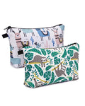 WANDF Cosmetic Bag for Women Makeup bag Organizer Mini Makeup Pouch for Purse Water Resistant Girls Gift(2pcs Alpacas+Sloths)