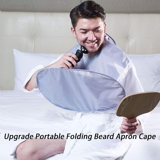 ProMindFun Upgrade Men Beard Shaving Aprons Cape Beard Trimming Bib Waterproof & Non-Stick Hair Catcher (Grey)
