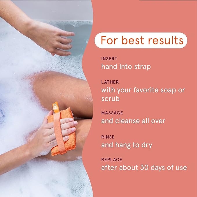Cleanlogic Bath and Body Exfoliating Body Scrubber, Small Exfoliator Tool for Smooth and Softer Skin, Daily Skincare Routine, Assorted Colors, 3 Count Value Pack