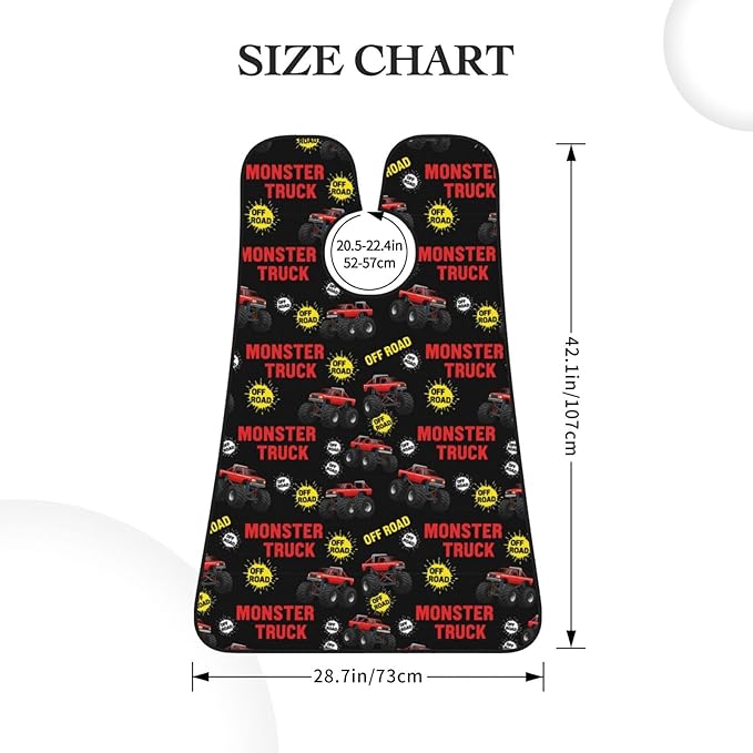 Beard Grooming Cape, Waterproof Hair Catcher for Shaving Trimming, Non-Stick Bib Apron Gifts for Dad Men, Red Monster Truck Car Shave Bib