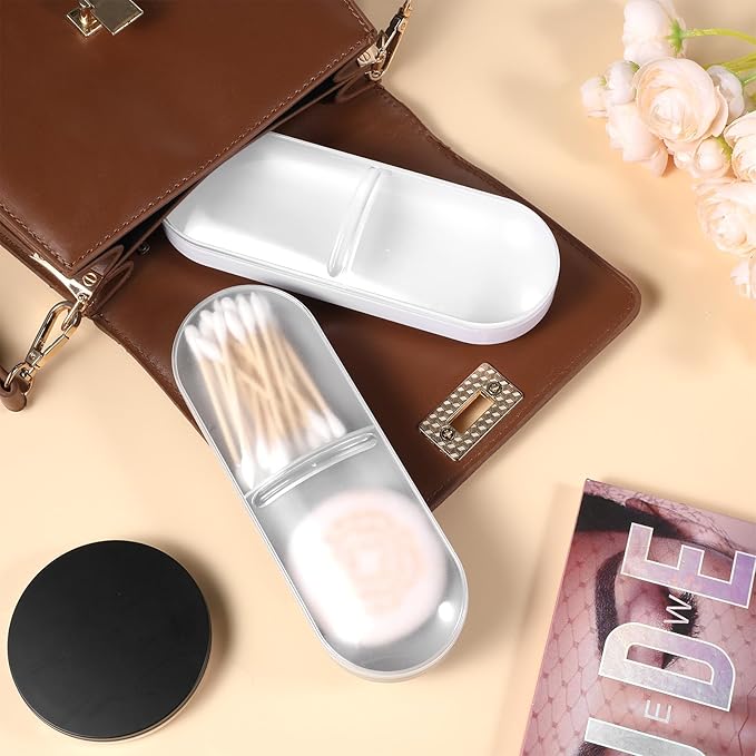2 Pcs Travel Qtips Case with Dustproof Lid Portable Small Dental Floss Holder Cotton Pad Holder Clear Plastic Cotton Swab Makeup Pads Storage