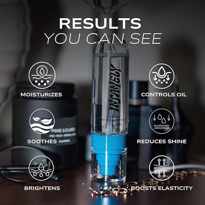 Instant Moisturizer Mist for Men | Lightweight Face Moisturizer Spray with Y-7 Vitamin Complex | Hydrating Non-Drying Formula | All Skin Types | Natural & Vegan | 2.8 fl oz