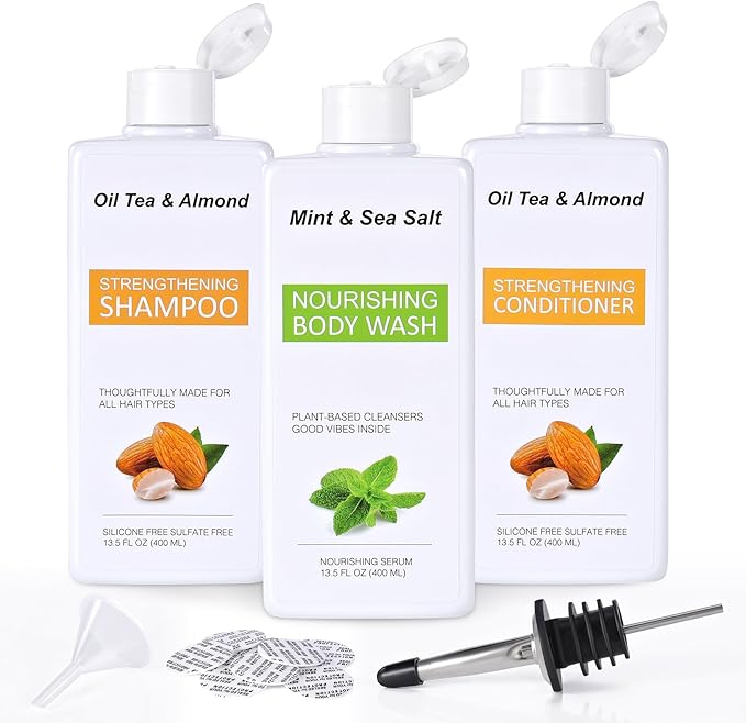 [3 pcs] 13.5oz Fake Empty Shampoo Bottles for Travel, Beach, Swimming Pool