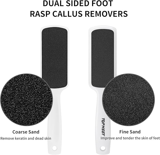 Foot File for Dead Skin - Dual Sided Foot Rasp Callus Removers, Professional Pedicure Tool for Soft, Smooth Feet (White)