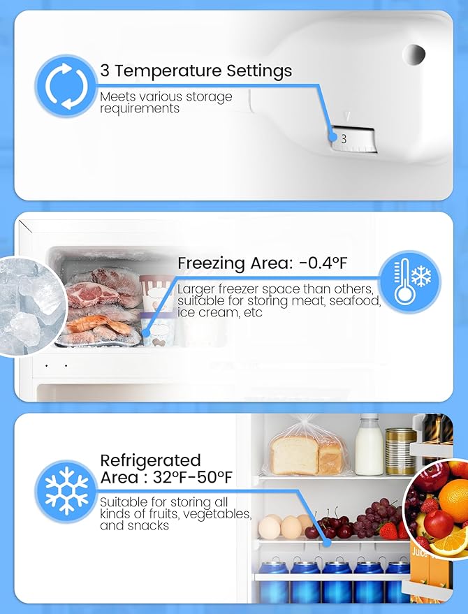 COWSAR 2.5 Cu.Ft Dorm Fridge with Freezer, Double Reversible Door Compact Refrigerator with 2 Removable Shelves, Commercial Drink Fridge for Bedroom, Office, Kitchen, Dorm, White