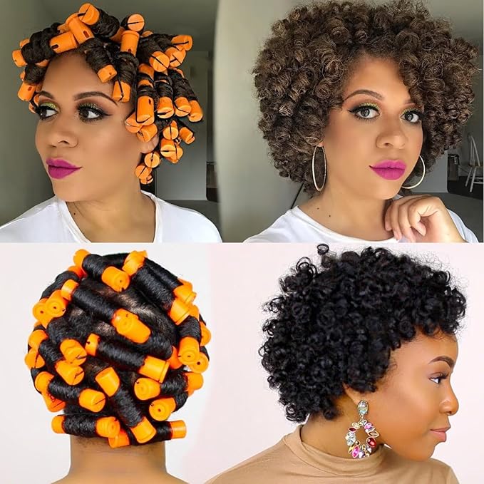 100pcs Perm Rods Set for Natural Hair Plastic Cold Wave Rods Hair Rollers Curling Rod for Women DIY Hairdressing Tools（Orange+Purple+Gray+Blue+Yellow）