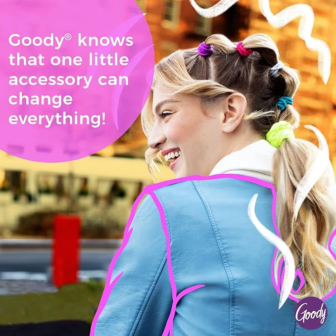 Goody Ouchless Women's Elastic Hair Ties - Assorted Neon, 30 Count + 3 Bonus - 4MM for Medium Hair - Long-Lasting Braids, Ponytails, and More - Pain-Free Hair Accessories (Packaging May Vary)