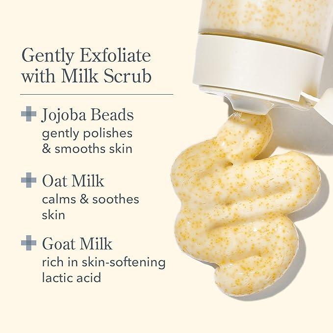 Beekman 1802 Oat & Goat Milk Exfoliating Face Wash & Facial Scrub – Gentle Pore Minimizing Exfoliating Cleanser with Jojoba Beads, Daily Face Wash for Sensitive Skin – 6 Fl Oz