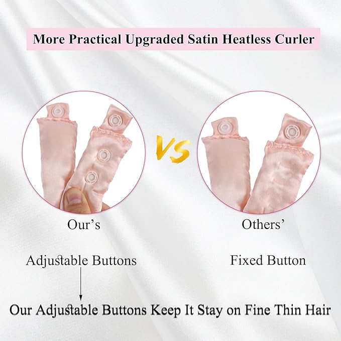 3 Sets Overnight Heatless Curls Blowout Rods Silk Hair Curlers to Sleep in Satin Heatless Curling Set Zero Heat Bun Bons with Bonnet Cap No Heat Headband Roller Wrapper FPink