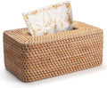 Rattan Tissue Box Cover, Rectangular Wicker Tissue Box Holder, Decorative Woven Facial Tissue Holder for Bathroom, Kitchen, Living Room, Bedroom (Natural)