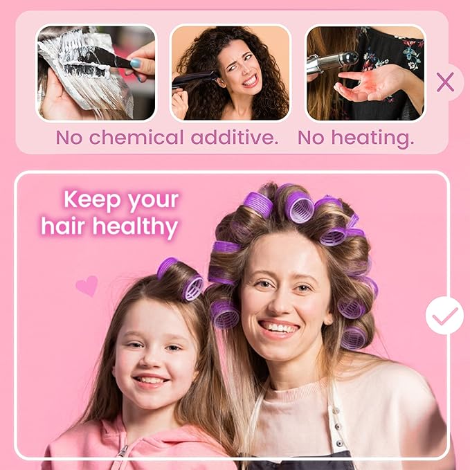 Hair Rollers Set, 29 Pcs Self Grip Heatless Hair Curlers Styling Tools Hair Rollers for Blowout Look for Long Hair DIY Rollers Hair Curlers