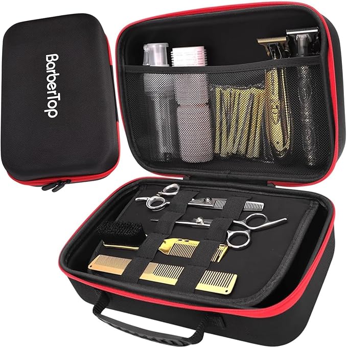 Barber Tool Bag, 12x7x5 inch Case Compatible with Hair Clipper Barber, Clipper Bag for Barbers,Travel Storage Organizer for Comb Cutting Guide, Clipper Blade Oil, Cleaning Brush and Other Grooming Kit