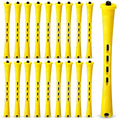 Perm Rods Set for Natural Hair 40Pcs Yellow Plastic Cold Wave Rods Hair Curling Rollers Small Size 0.28 Inch For Short Long DIY Hairdressing Styling