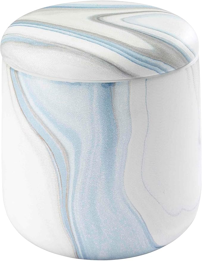 Avanti Linens - Covered Jar, Resin Countertop Accessories, Guest Bathroom Essentials (Waves Collection, Blue)