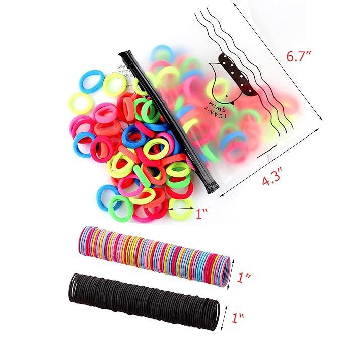 300 Pack Hair Ties BEoffer Baby Toddlers Girls Elastics Hair bands No Damage Black Colorful Small Rubber Bands Ponytail Pigtails Holders Not Harm to Hair (Color A)