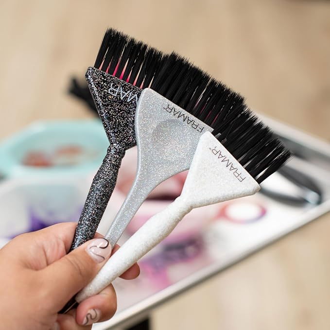FRAMAR Hair Color Brush Set – Glitter Color Brush, Hair Dye Brush Kit, Hair Coloring Brush - Color Bowl with Cleaner Set – Mixing Bowls – For Hair Color