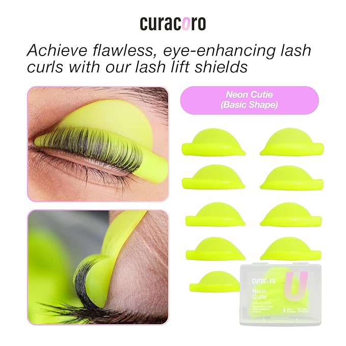 Curacoro Lash Lift Shields, 10 Pcs/5 Sizes Lash Lift Rods, Lash Lift Pads for Eyelash Curling and Lifting, Reusable Silicone Lash Rods For Eyelash Perm Lamination