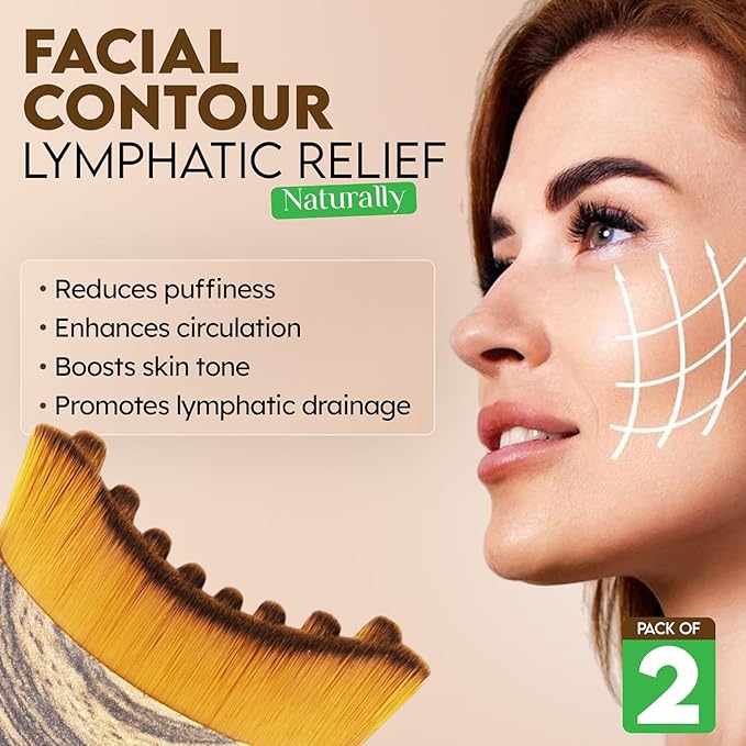 Lymphatic Contour Face Brush,Dry Lymphatic Contour Face Brush Soft Set,Lymphatic Drainage Massager for Face,Chin & Neck Relaxation,PortableBeauty Tool with Travel Case.（1PCS）