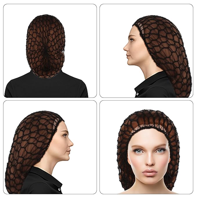 Mesh Hair Net Rayon Knit Snood Hat Crochet Wraps Sleep Cap Soft Hairnet Large Cover Ornament Accessory (Black+Pink)