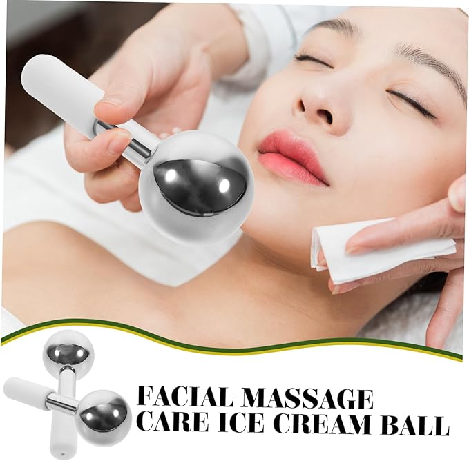 2pcs Facial Ice Globes Massager Stainless Steel Cooling Balls for Eye and Face Care Enhance Absorption Promote Circulation Portable Skincare Tool