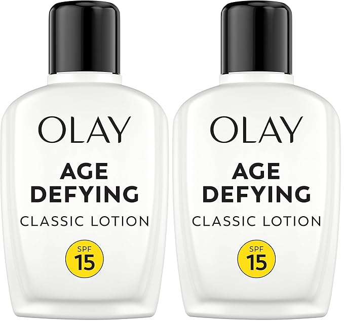 Olay Face Moisturizer, Age Defying Classic Daily Renewal Lotion,With Sunscreen,Classic,4 oz,(Pack of 2)