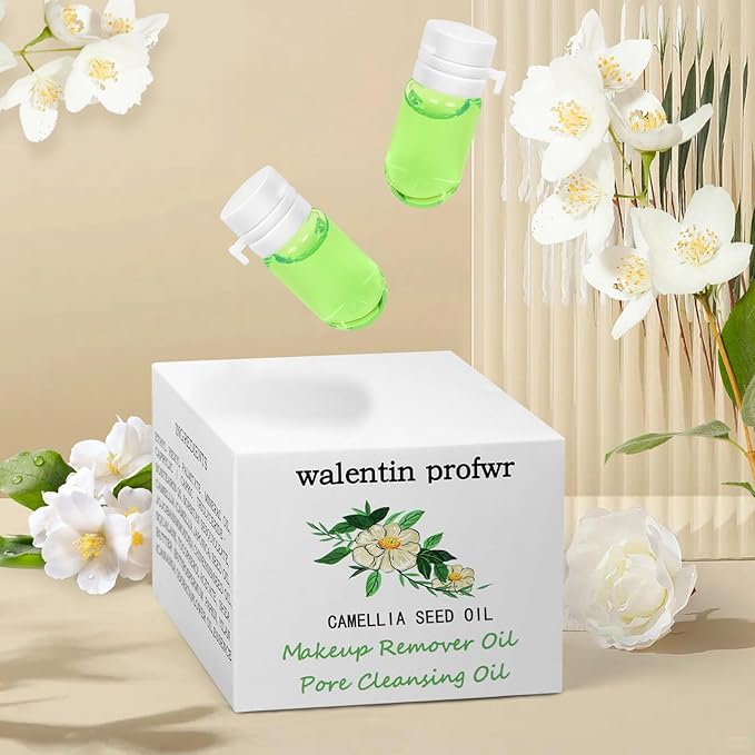 Deep Cleansing Oil for Face Nourishing 40 Pcs Travel Size Mini Camellia Seed Gentle Makeup Remover Cleansing Oil for All Skin Types, Individually Packaged