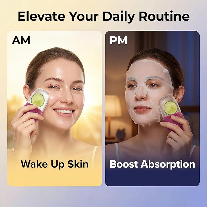 Silicone Facial Ice Roller for Face and Eye Puffiness, Reusable Ice Cube Mold for Skin Icing, Facial Massage and Skin Firming