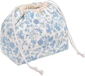 Large Makeup Bag, Cute Drawstring Cosmetic Bag with Canvas Lining, Floral Coquette Aesthetic Toiletry Bag, Travel Make Up Organizer Bag for Women and Girl (Blue Flower)