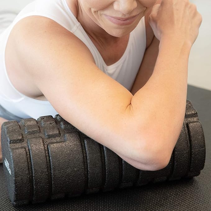 High Density Foam Roller Massager for Deep Tissue Massage of The Back and Leg Muscles - Self Myofascial Release of Painful Trigger Point Muscle Adhesions - 13" Black