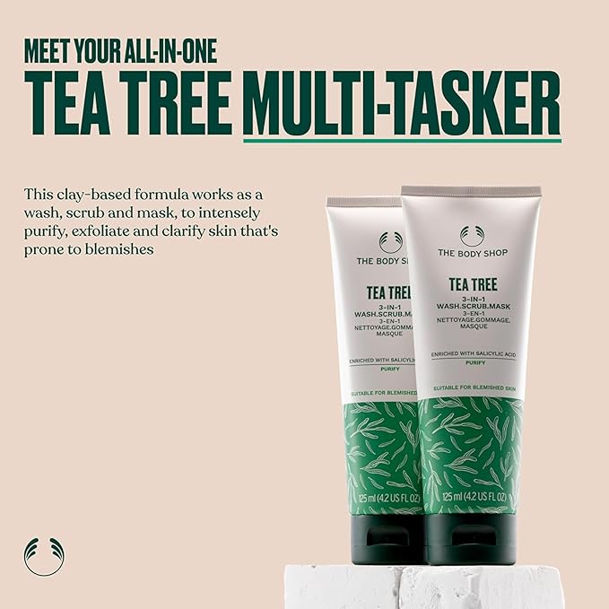 The Body Shop Tea Tree Skin Clearing Daily Face Scrub - Exfoliating and Purifying For Blemished Skin - Vegan - 4.2 Fl Oz