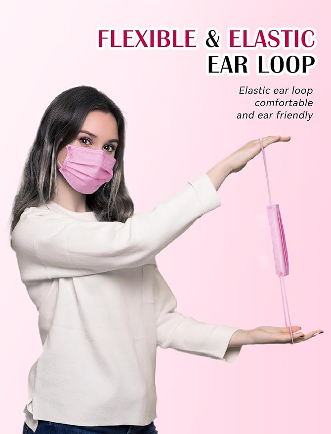Disposable Face Mask For Adults - Travel Essentials, 100 Pack Individually Wrapped, 4 Ply Protection,Safety Masks Disposable