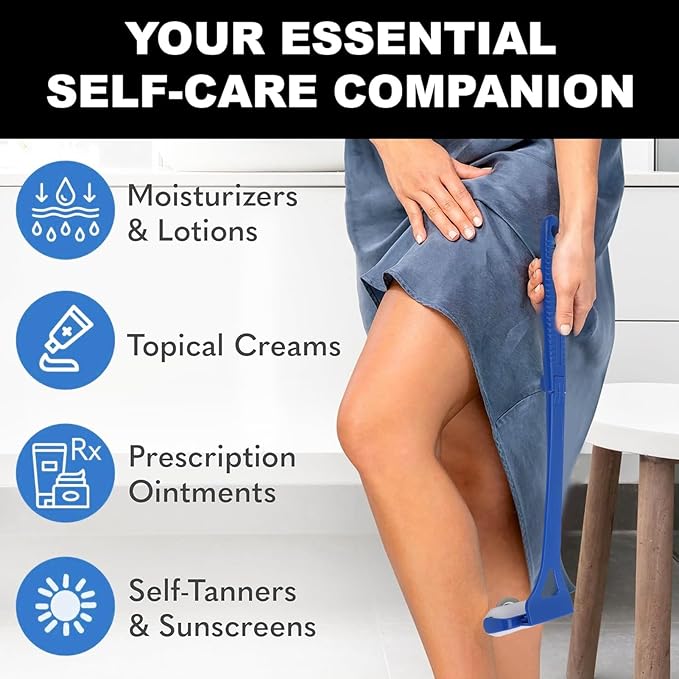 YUYTE Long Handle Lotion Applicator for Back Body, Foldable Long Handled Spreader for Back with Ergonomic Grip for Sunscreen Cream Body Moisturizer