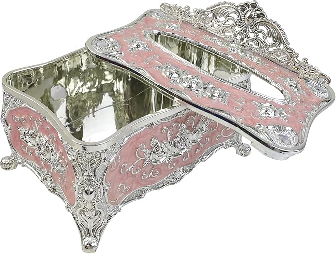 Geesatis Tissue Box Cover, Rectangle Tissue Box Holder, Rectangular Napkin Facial Tissues Holder for Bathroom Toilet Bedroom Living Room Table Desk Office Dresser, 1 Pcs Pink 7.5''x5''x4''