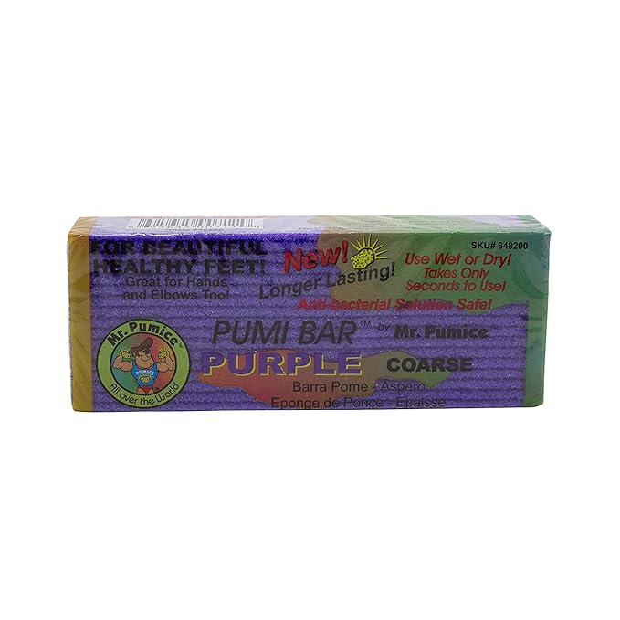 Mr. Pumice Purple PUMI Bar - Extra-Coarse, Pumice Stone for Feet Callus Remover, Pedicure Tools for Feet, Foot Scrubber for Dead Skin Remover, Foot Care, 1 Pack