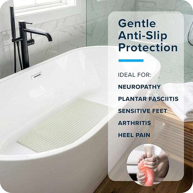 SlipX Solutions Pillow Top Cushioned Bath Mat, Non Slip Comfort Underfoot, 700 Air-Filled Pillows, Soft Shower Mat, Strong Suction Cups, Cream
