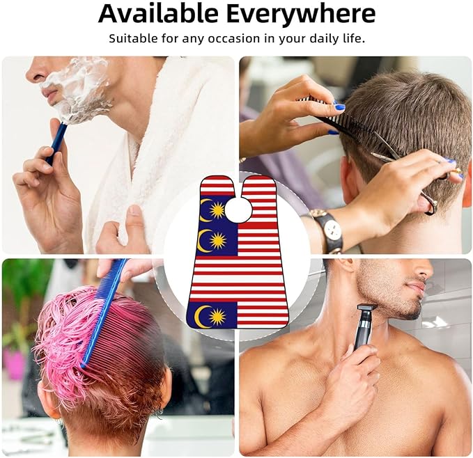 Malaysia Flag Print Beard Bib Apron For Men, Beard Hair Catcher For Men Shaving Trimming,Beard Cape Cloth